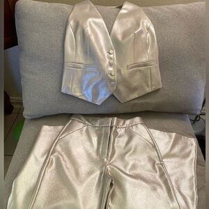 Express Metallic Silver Vest and Pants 4 Set vest M